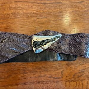 Purple Snakeskin Belt with Silver Buckle